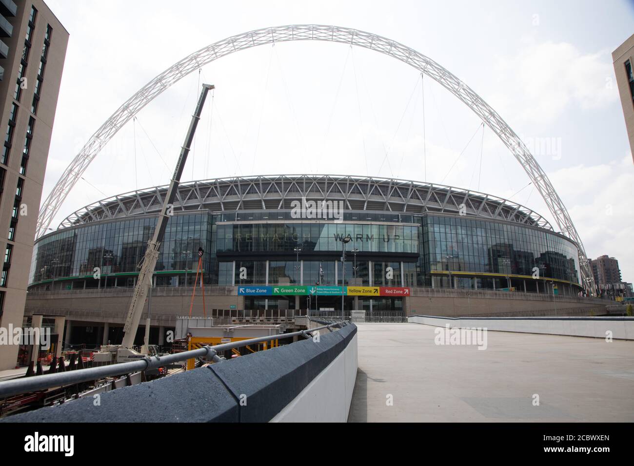 Wembley Stadium, with the pedestrian ramp in the foreground, and ...