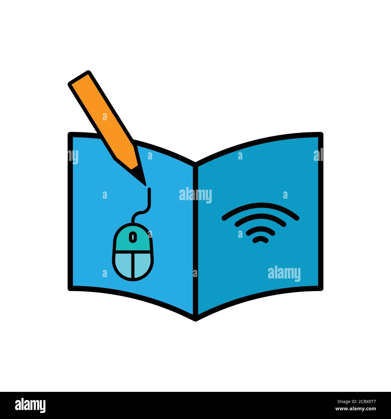 Online learning flat icon. Design template vector Stock Vector