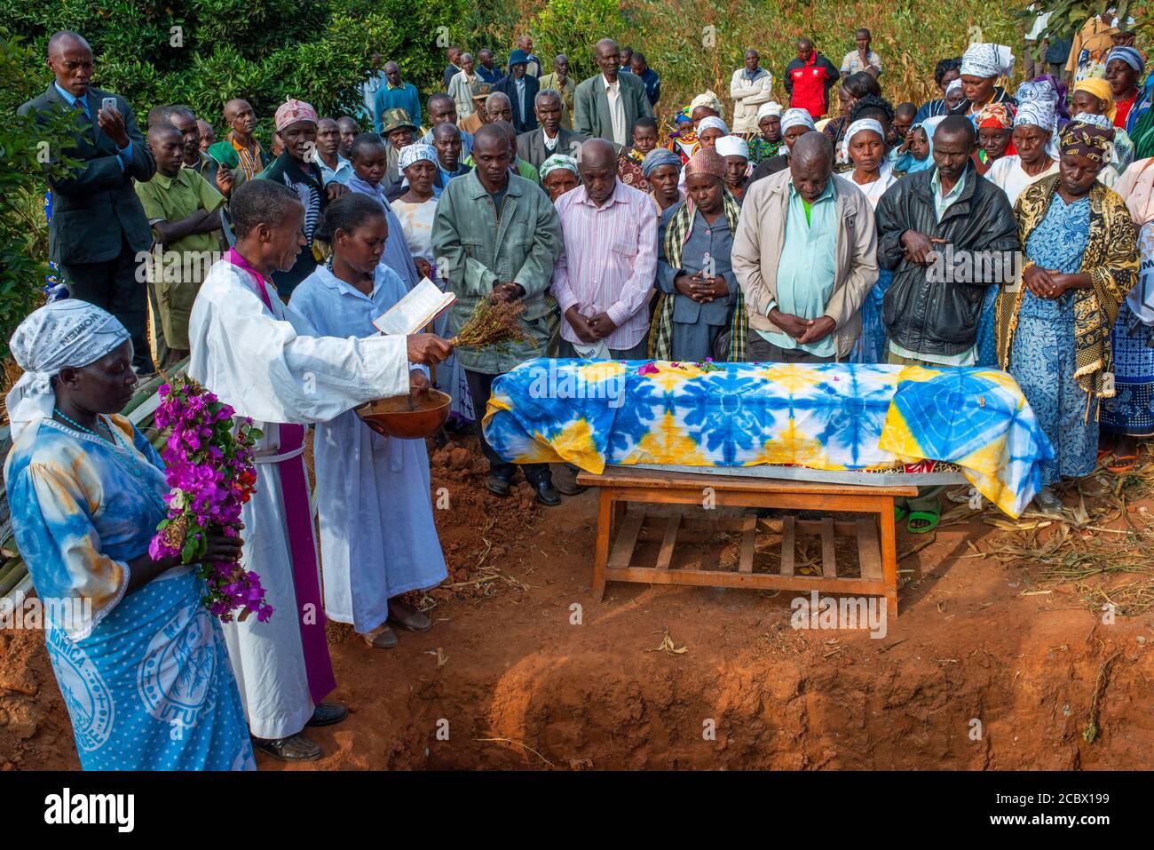 Funeral for the death of a person due to Coronavirus and AIDS in a