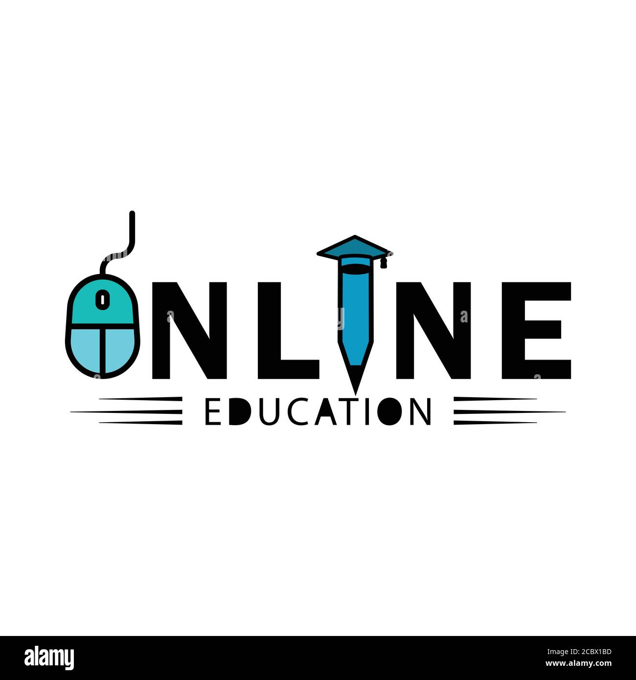 Education online flat icon with writ. Design vector Stock Vector
