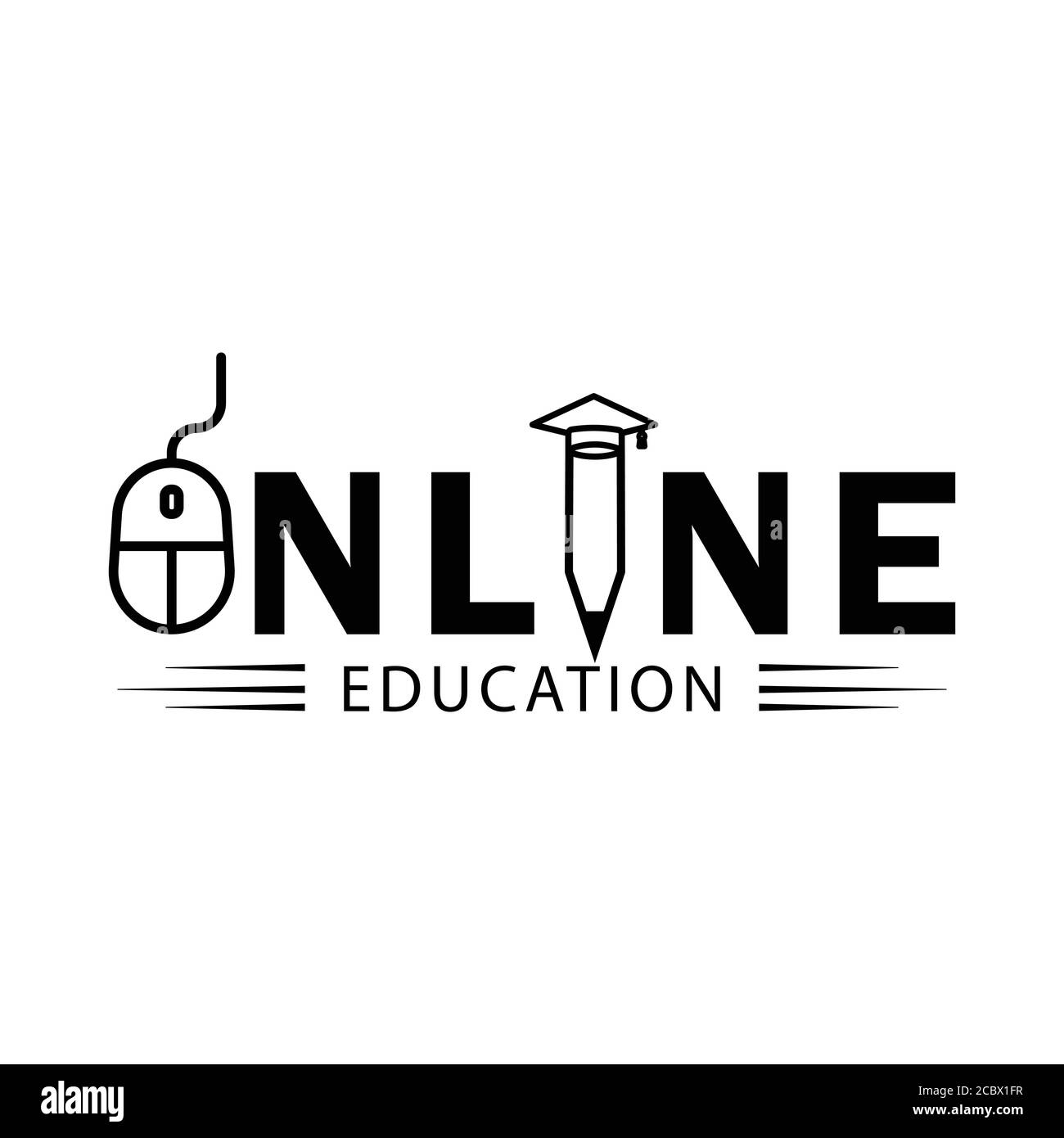 Education online icon with writ. Design template vector Stock Vector