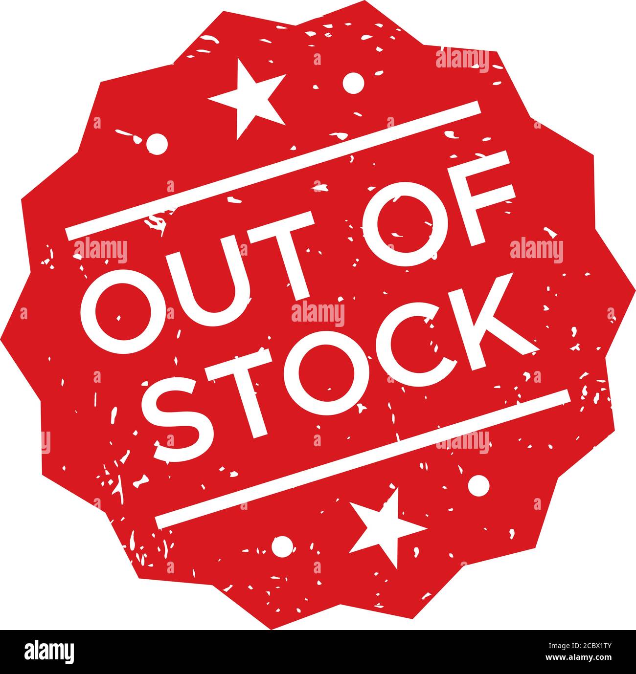 Red out of stock rubber stamp. Polygonal seal with message or text. Grunge label and sales badge for shop Stock Vector