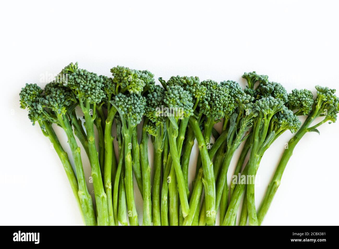 Fresh broccolini isolated on white background with copy space Stock ...