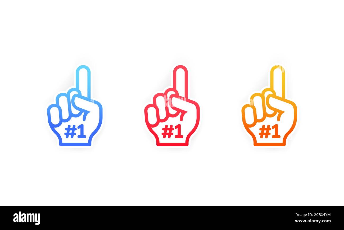 Bright colorful fingers set. Number one and the best. Vector on isolated white background. EPS 10 Stock Vector