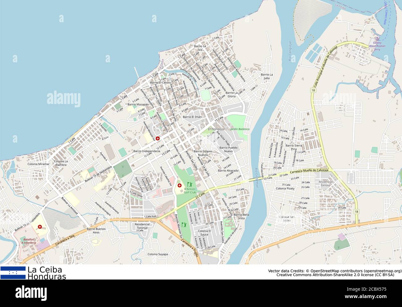 La Ceiba Honduras Map La Ceiba City,Atlantida Department,Honduras Stock Vector Image & Art - Alamy