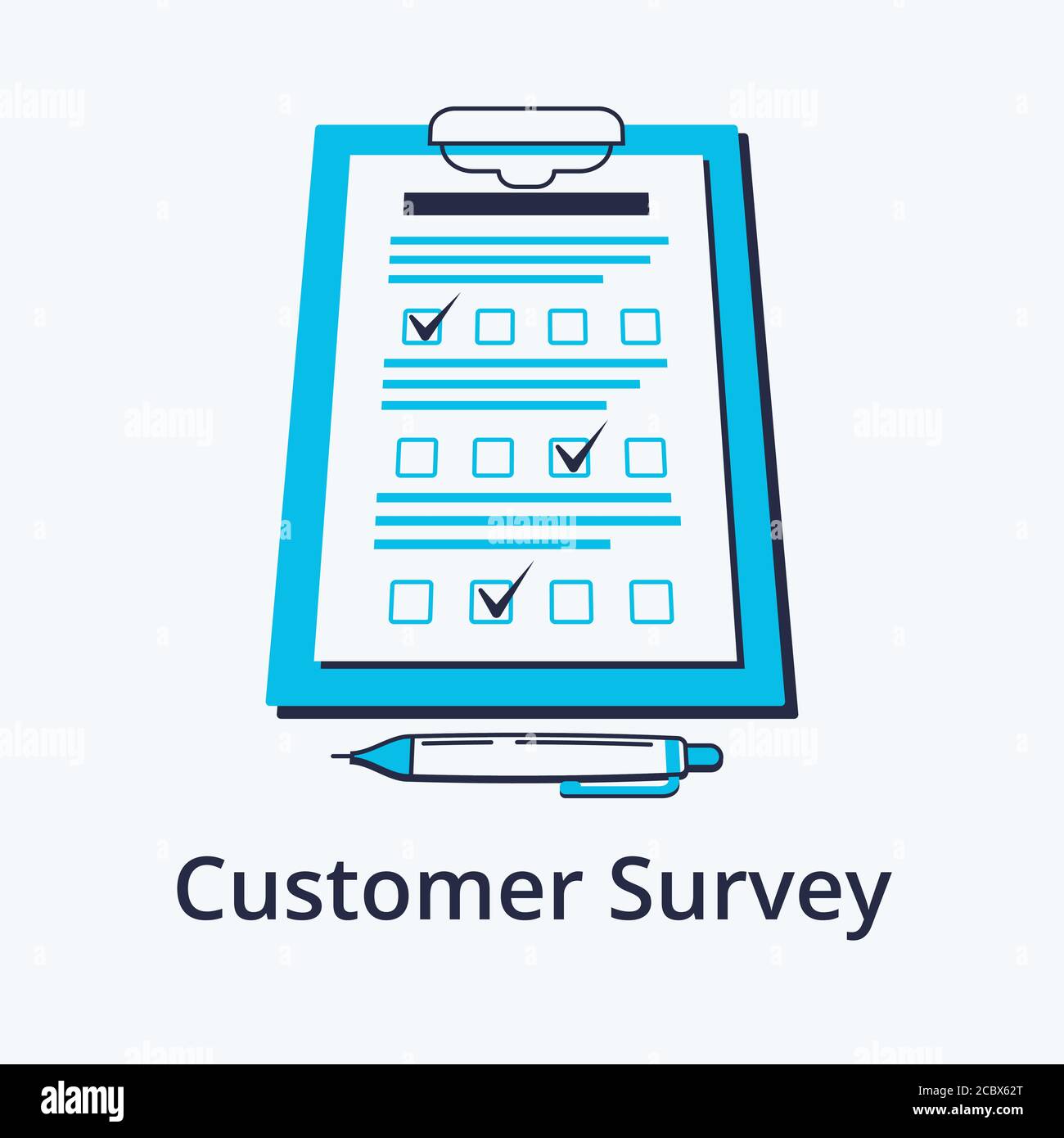 Concept of customer survey in flat line design. Icon in trend style. Modern vector illustration Stock Vector
