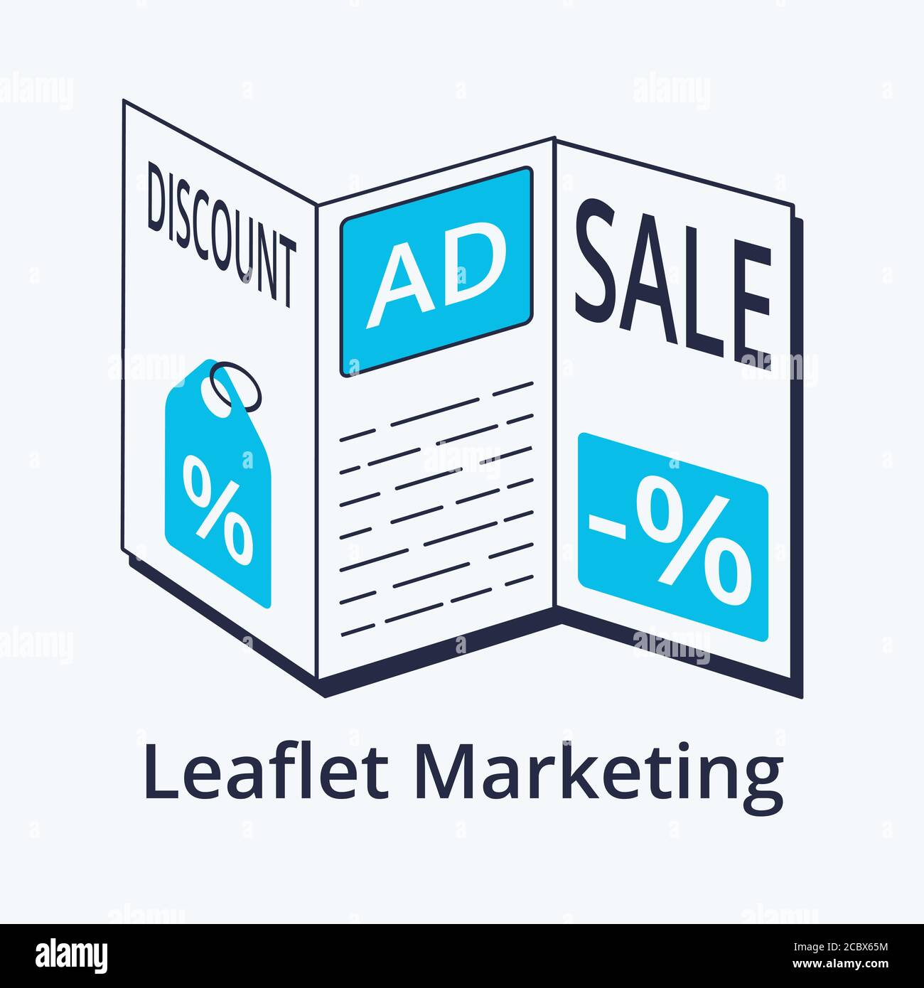 Concept of Leaflet Marketing in flat line design. Icon in trend style