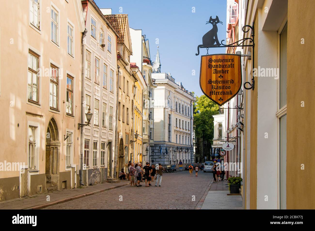 Tourist street in the old city. Tallinn, Estonia Stock Photo