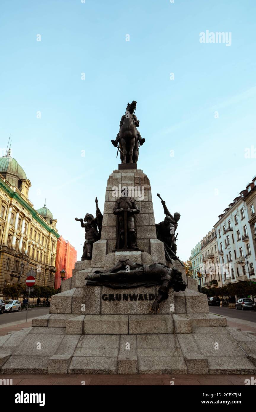 Battle of Grunwald monument In Old Town in Krakow Stock Photo