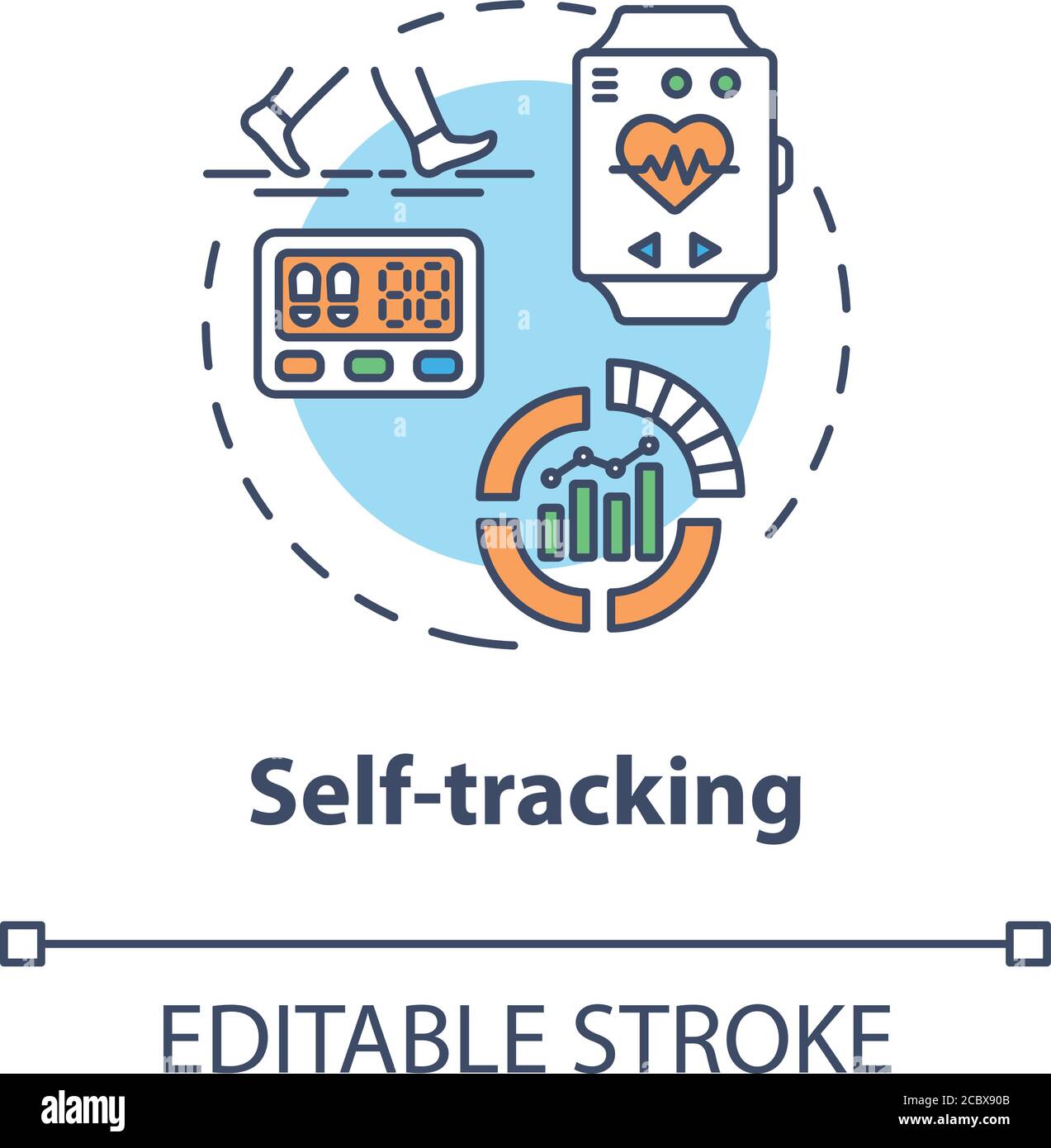 Self tracking concept icon. Healthy lifestyle, biohacking idea thin ...