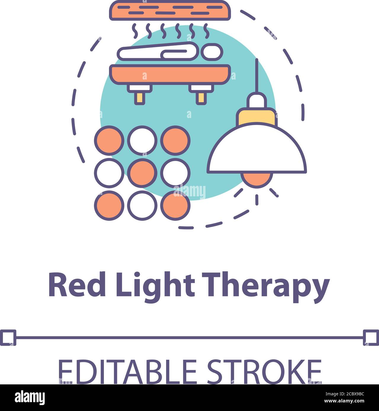 Red light therapy concept icon. Biohacking technique, alternative