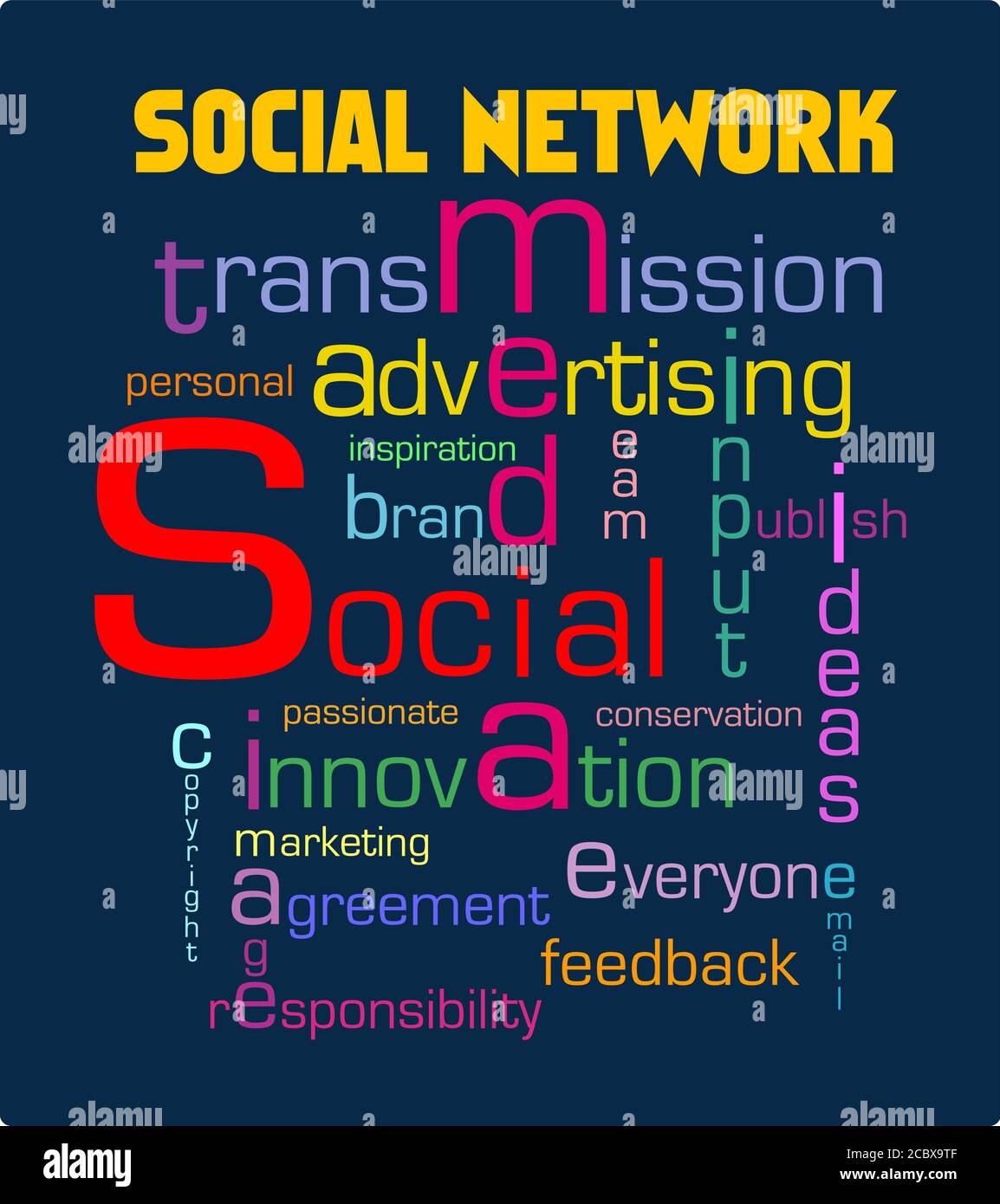 social networking and media various words and styles,vector