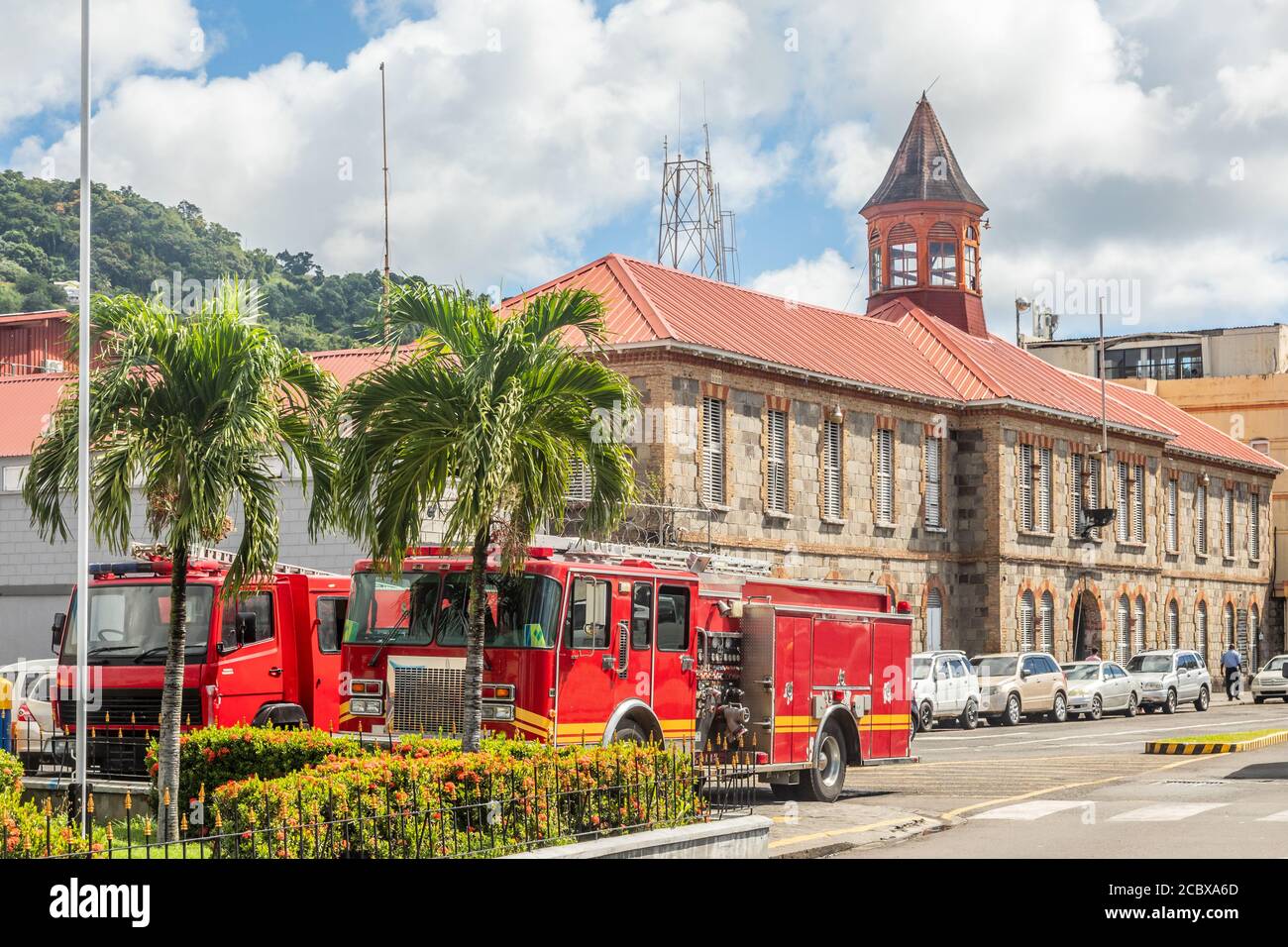 City center of caribbean town Kingstown, Saint Vincent and the Grenadines Stock Photo