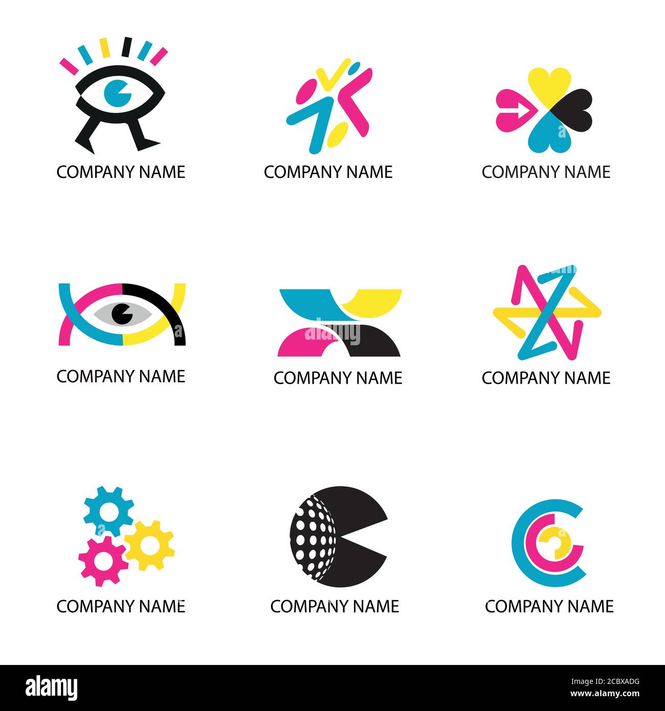 Print, cmyk colors icons. Set of color print icons usefull for logos.Vector available. Stock Vector