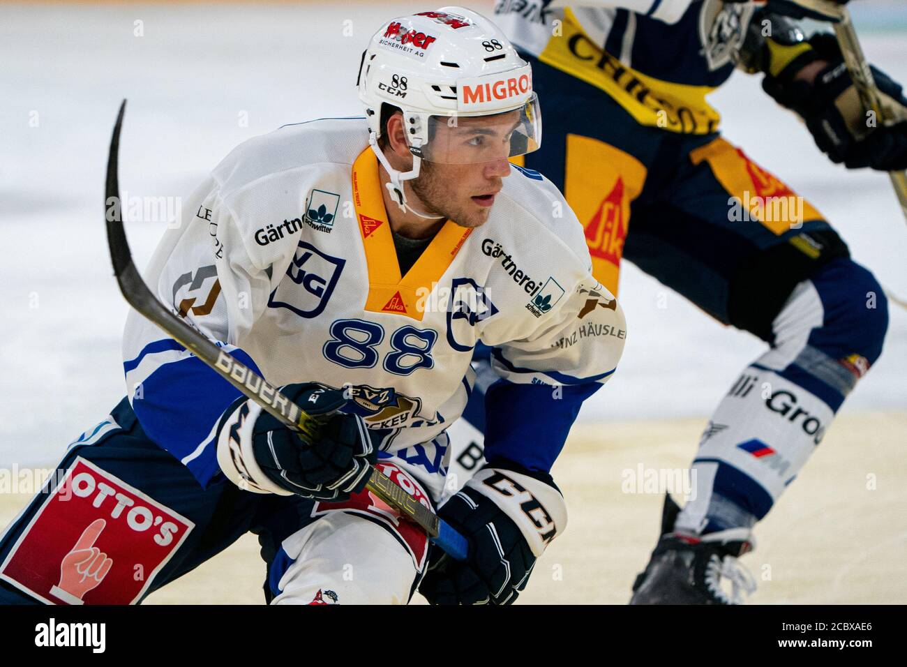 Anton Gradin # 88 (EVZ Academy) during the National and Swiss League preparation ice hockey game between EV Zug and EVZ Academy on August 16, 2020 in the Bossard Arena in Zug. Credit: SPP Sport Press Photo. /Alamy Live News Stock Photo
