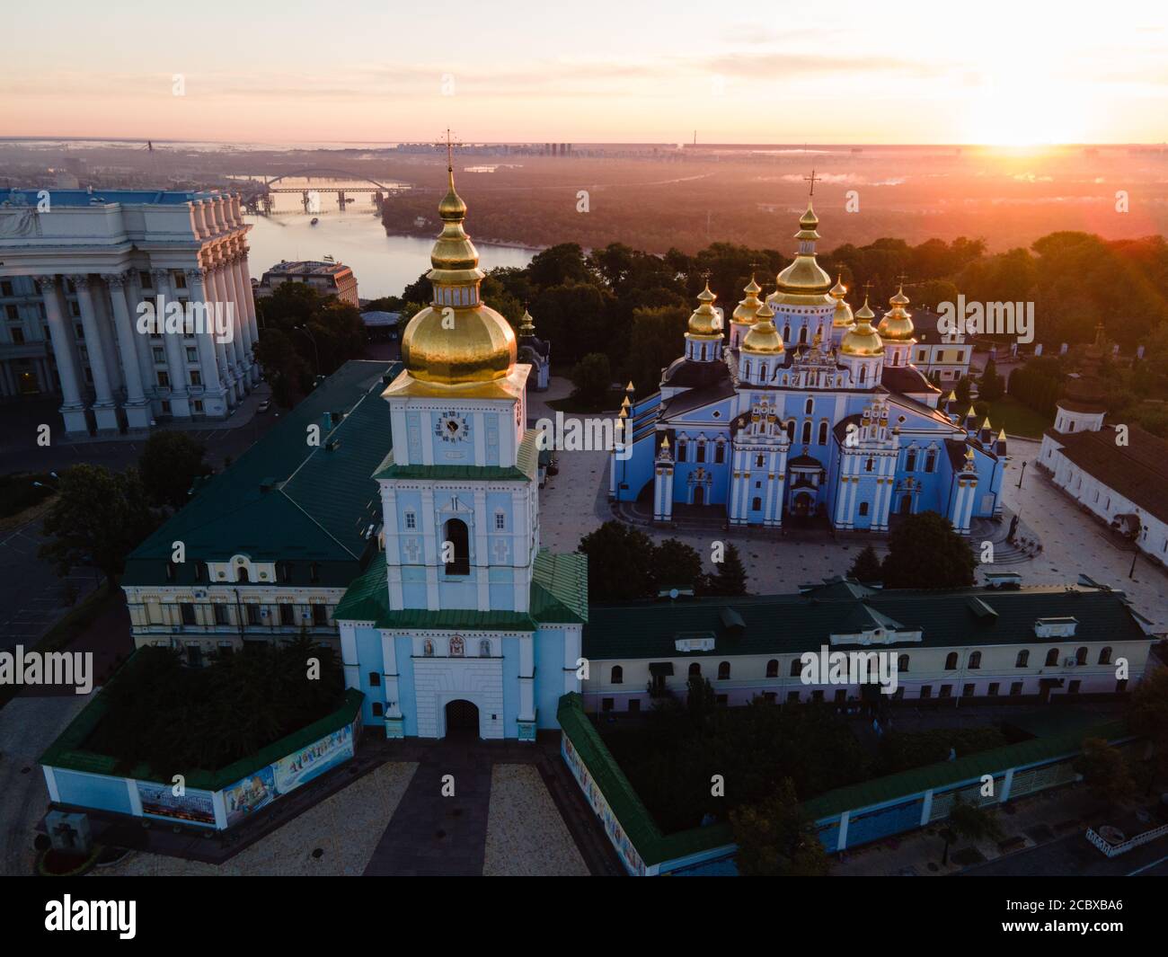 Kyiv, Ukraine aerial view : St. Michael's Golden-Domed Monastery Stock Photo