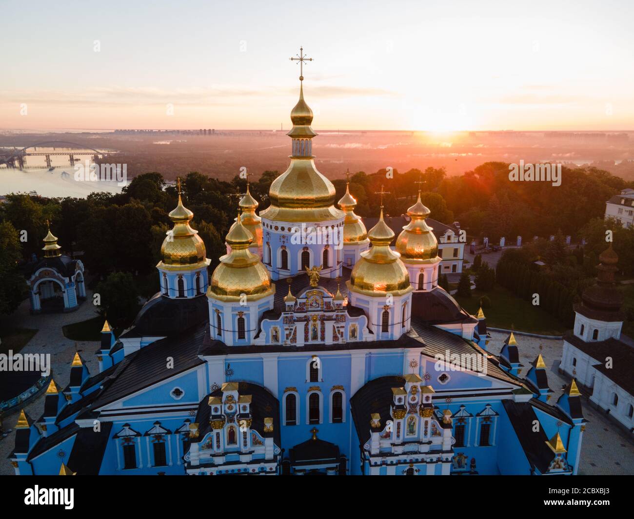 Kyiv, Ukraine aerial view : St. Michael's Golden-Domed Monastery Stock Photo