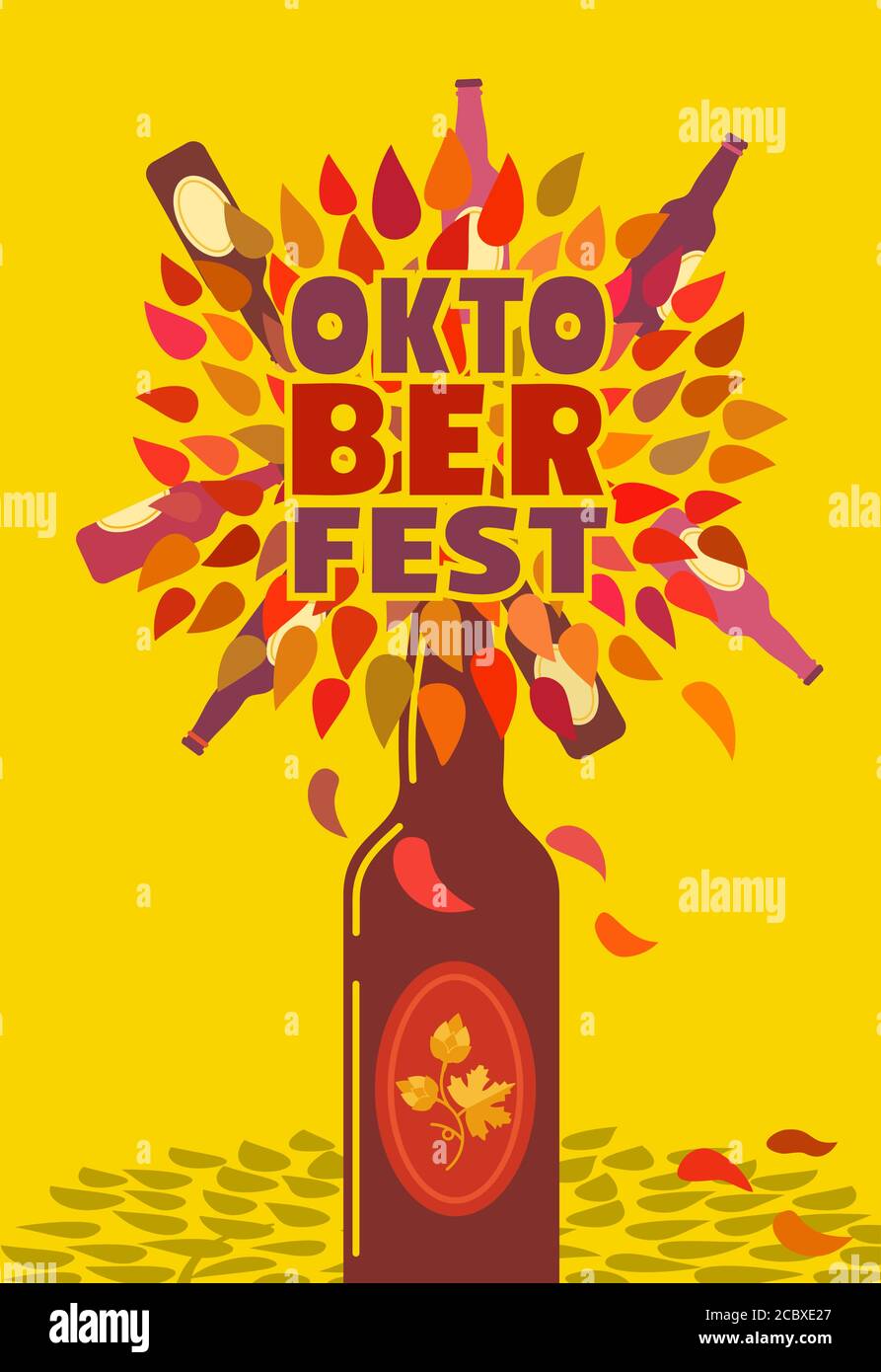 Oktoberfest flat color poster background template Stock Vector