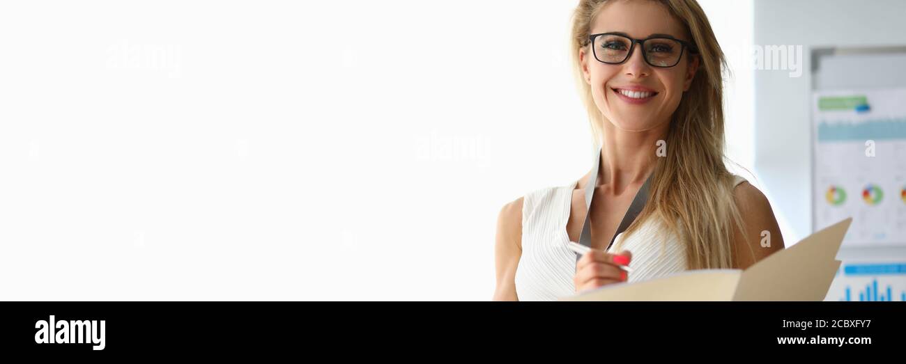 Confident employee before speech Stock Photo