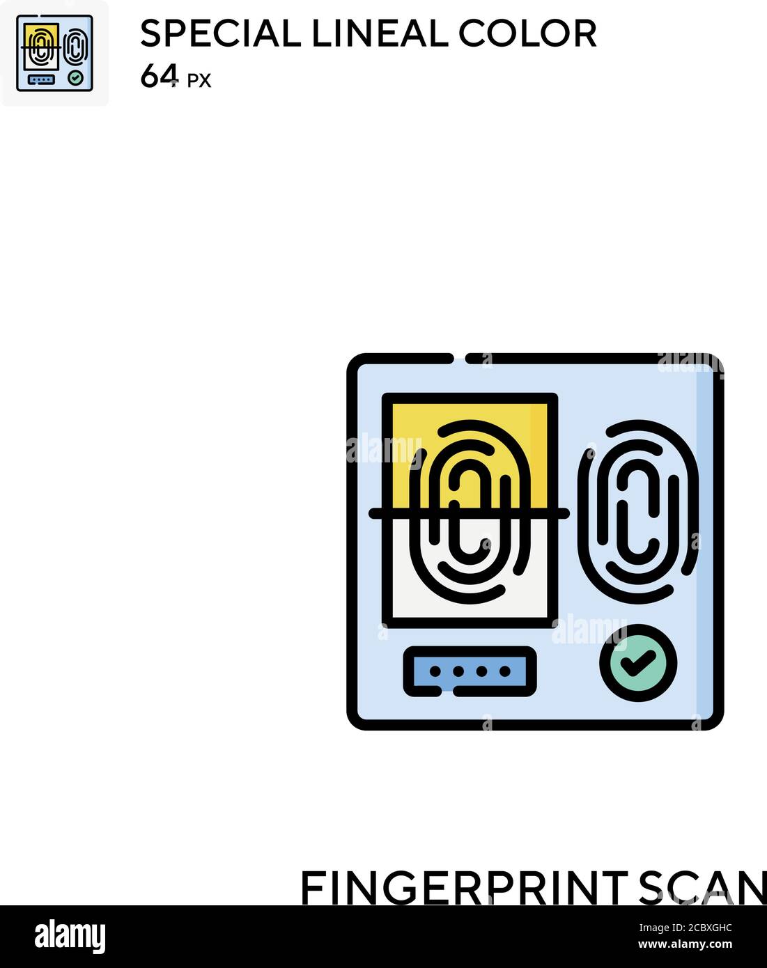 Fingerprint scan Special lineal color vector icon. Fingerprint scan ...