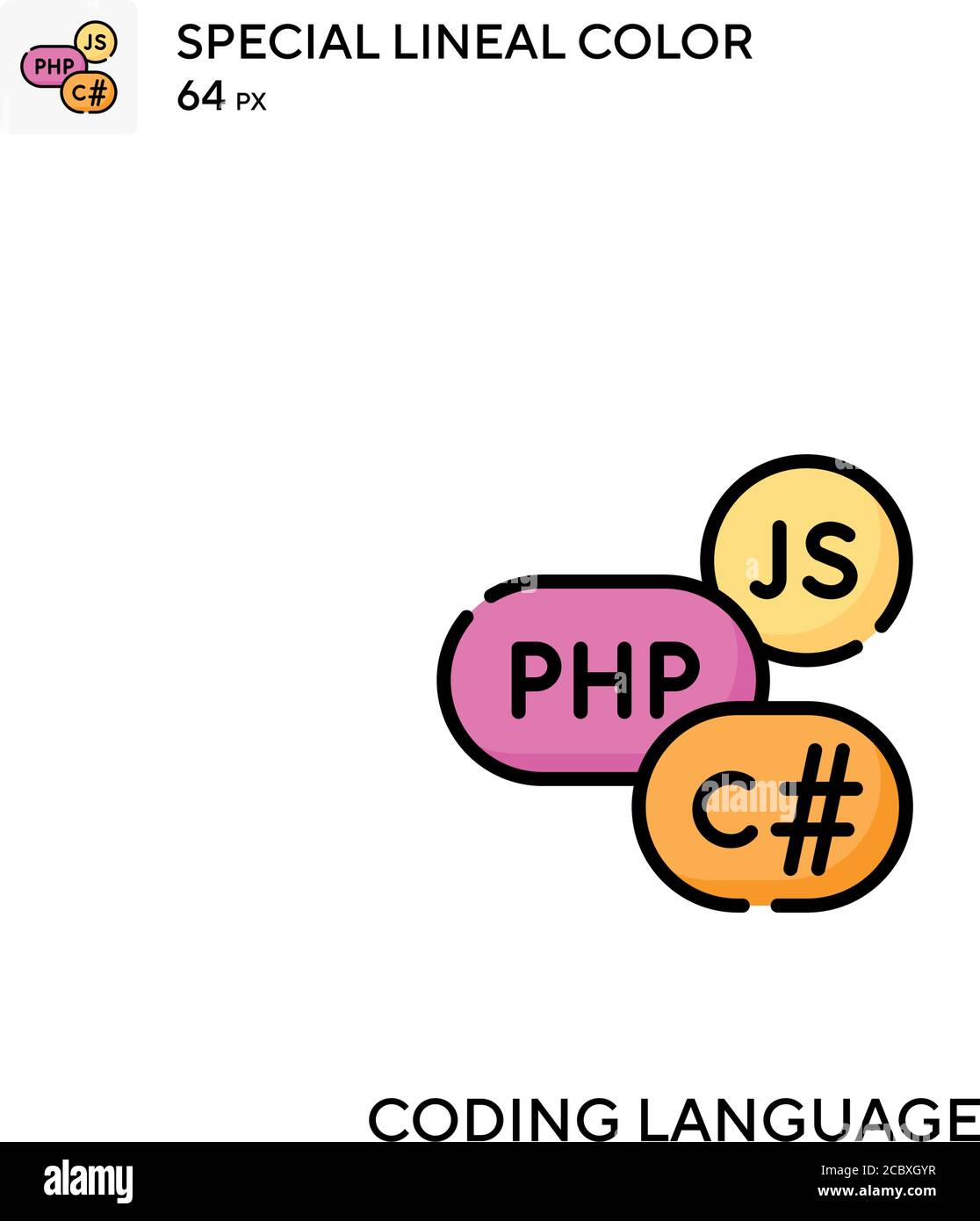 Coding language Special lineal color vector icon. Coding language icons ...