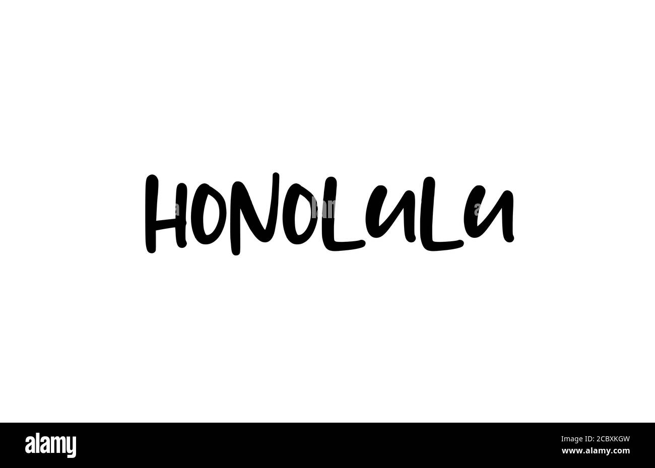Honolulu city handwritten typography text word hand lettering. Modern calligraphy text. Black color Stock Vector