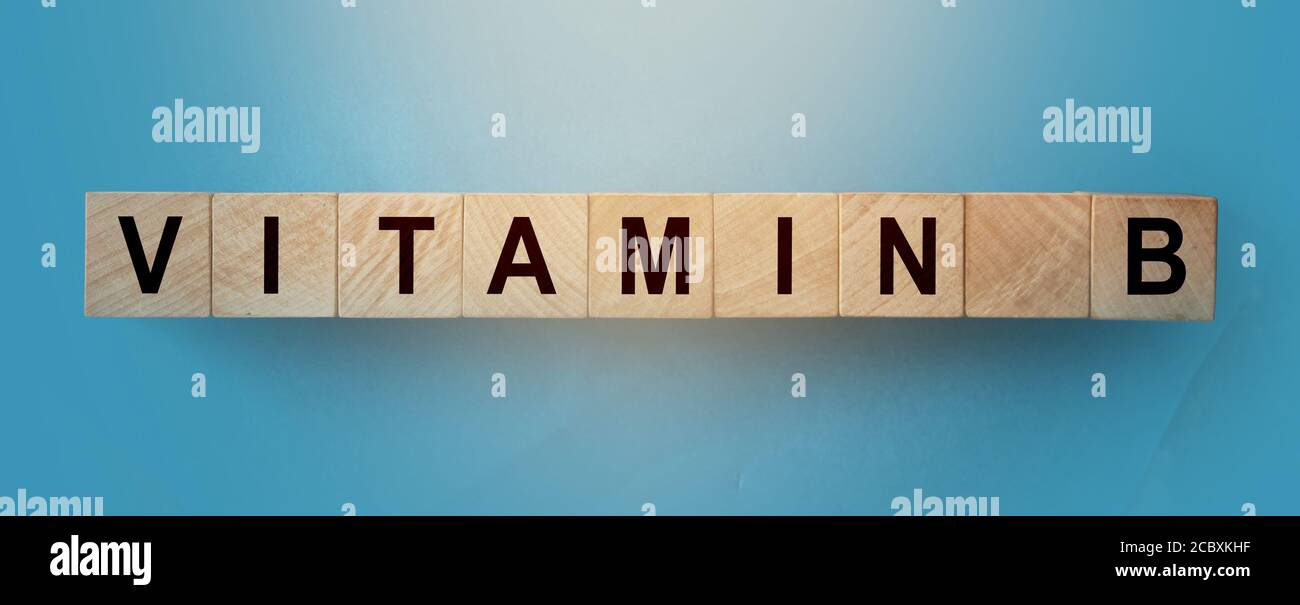 Wooden Blocks with the text: Vitamin B. Healthcare concept Stock Photo