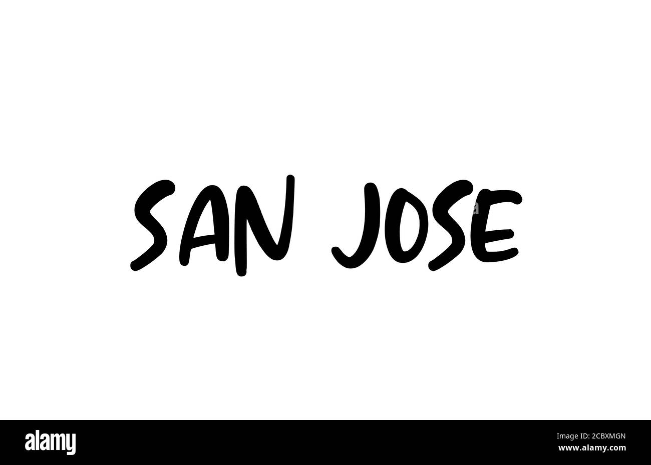 San Jose city handwritten typography text word hand lettering. Modern calligraphy text. Black color Stock Vector