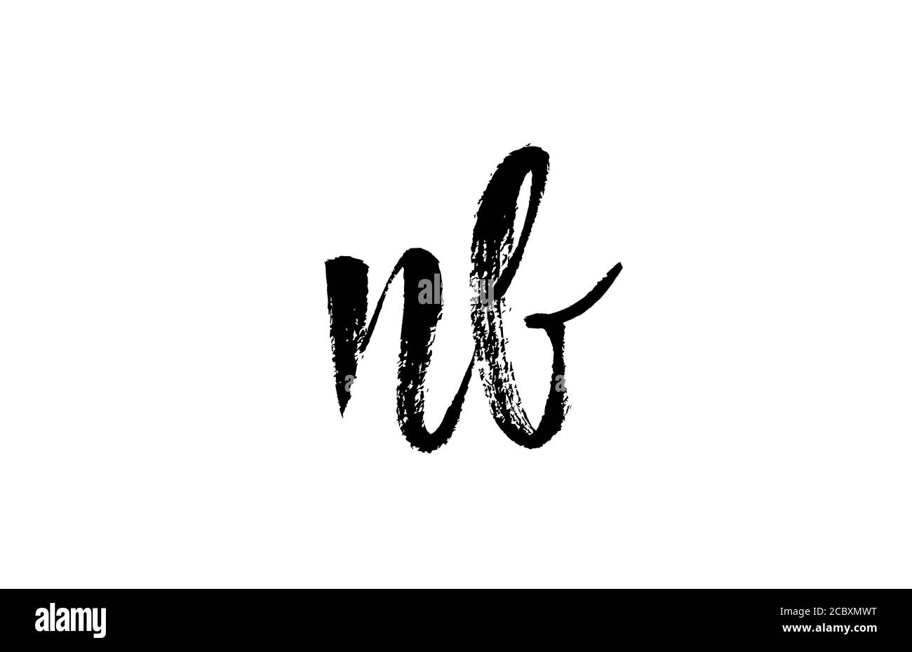 NB N B alphabet letter logo icon combination. Grunge handwritten