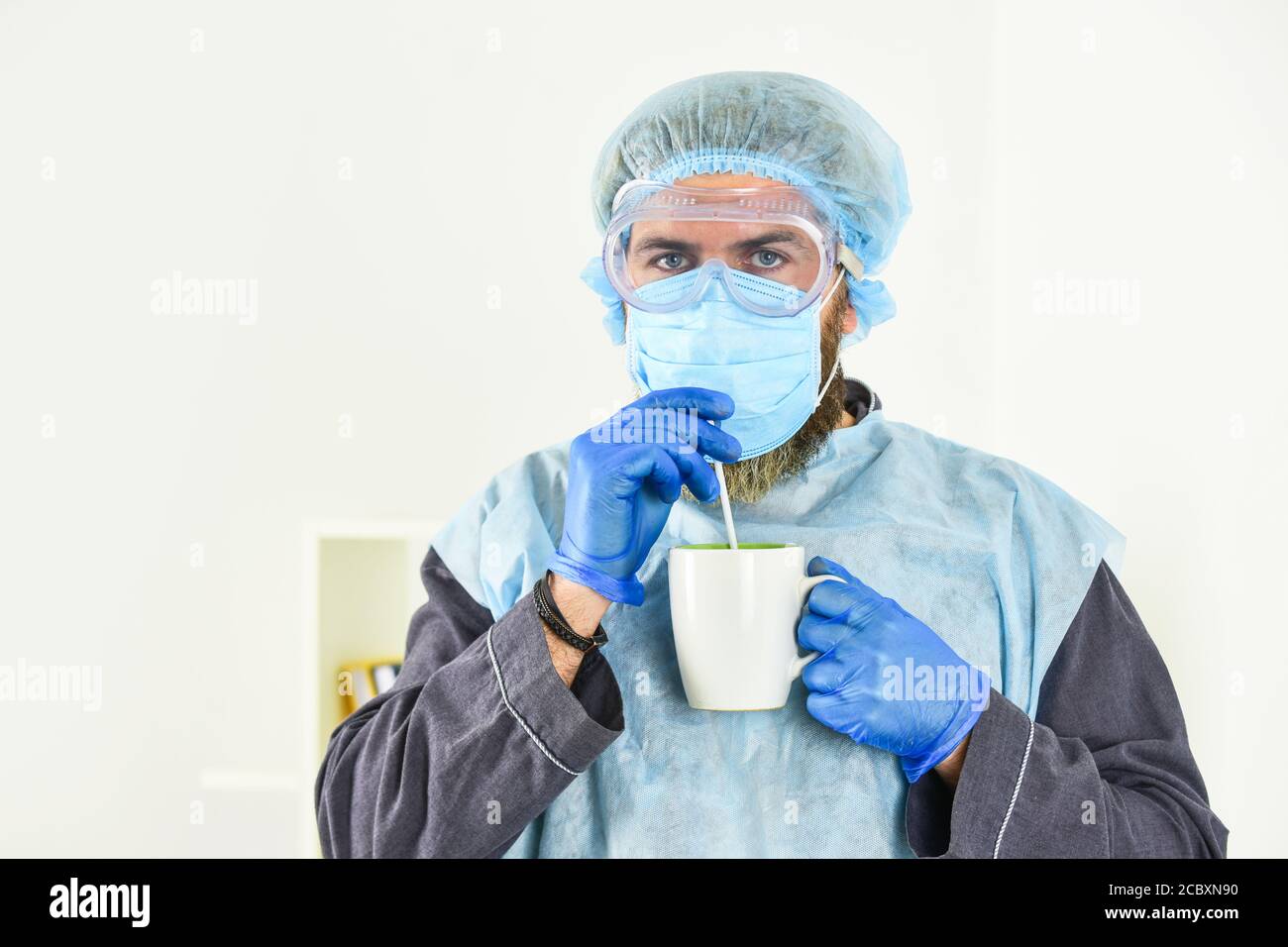 Garments placed to protect health. Face protection goggles mask gloves