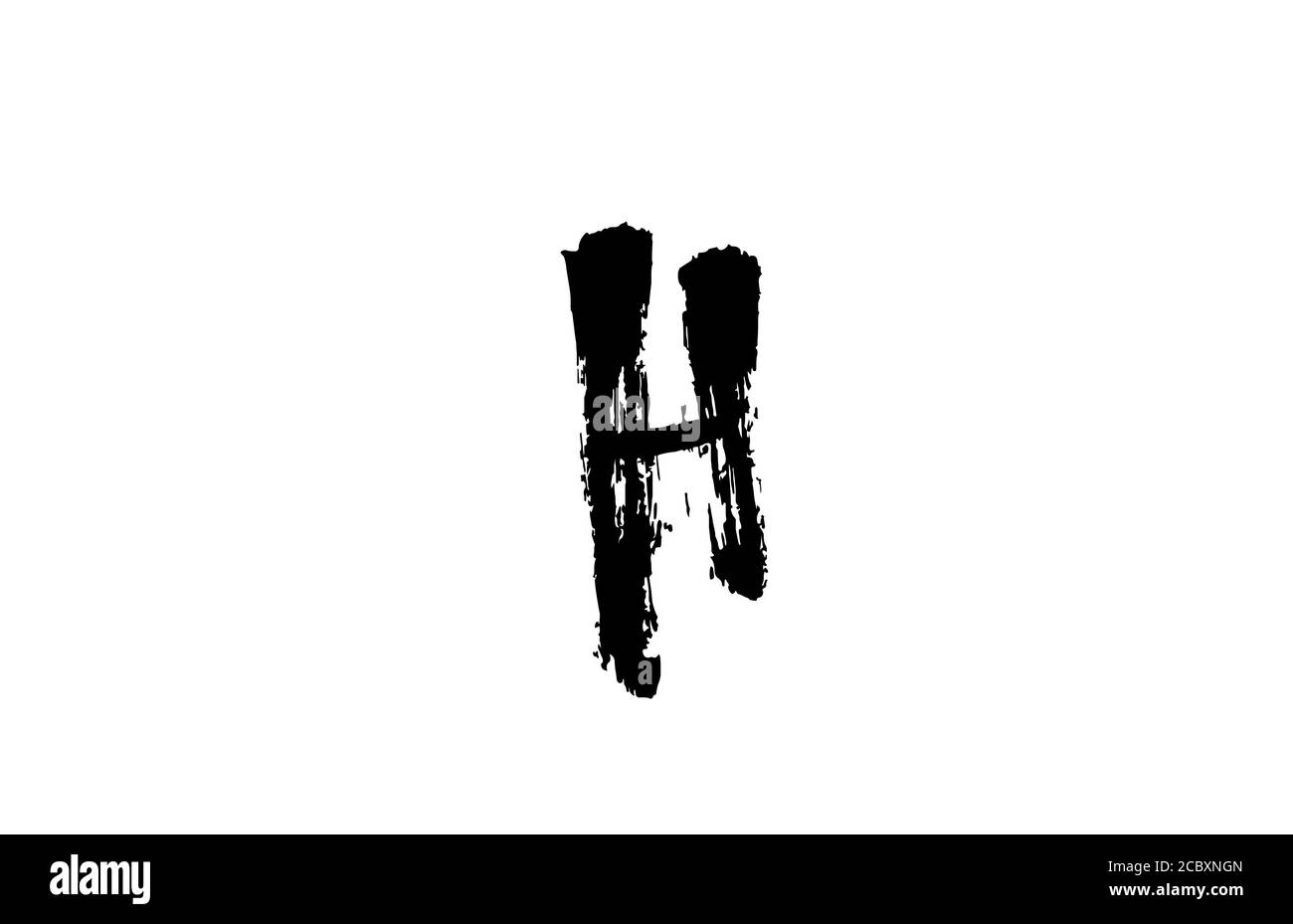 grunge H alphabet letter logo icon. Handwritten vintage design. Black ...
