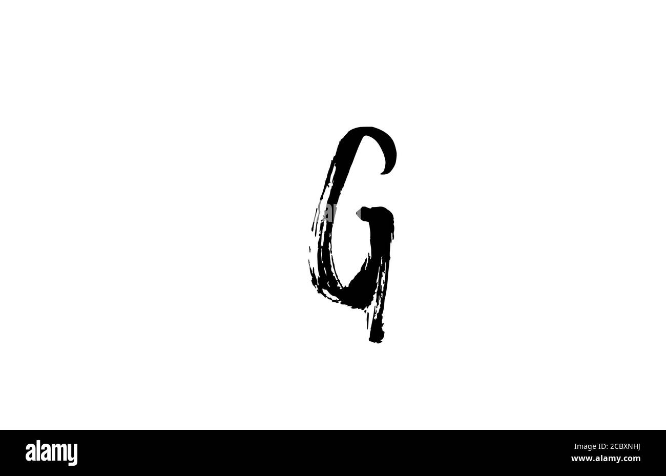 grunge G alphabet letter logo icon. Handwritten vintage design. Black ...