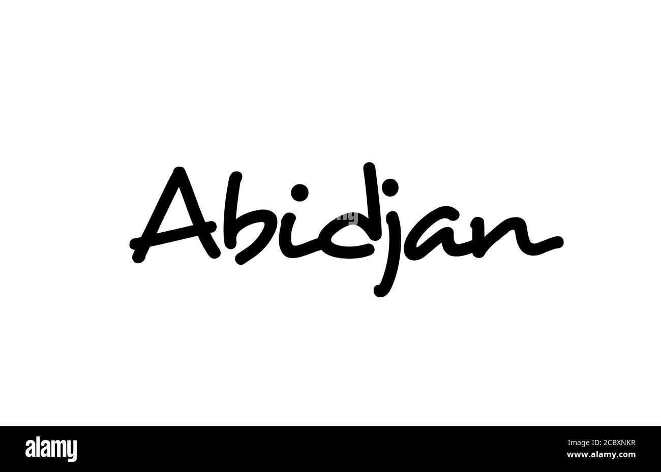 Abidjan city handwritten text word hand lettering. Calligraphy text. Typography in black color Stock Vector