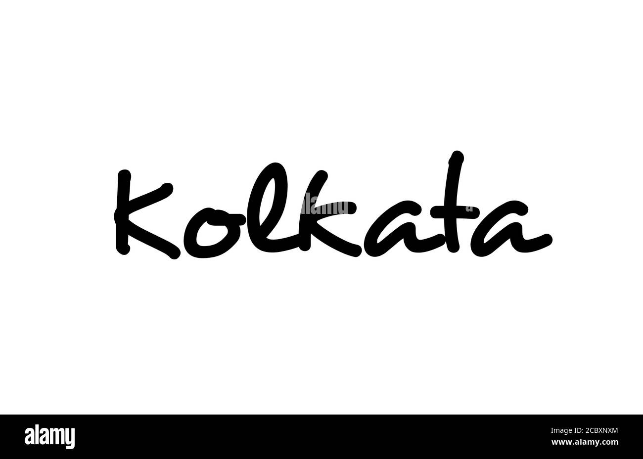 Kolkata city handwritten text word hand lettering. Calligraphy text. Typography in black color Stock Vector