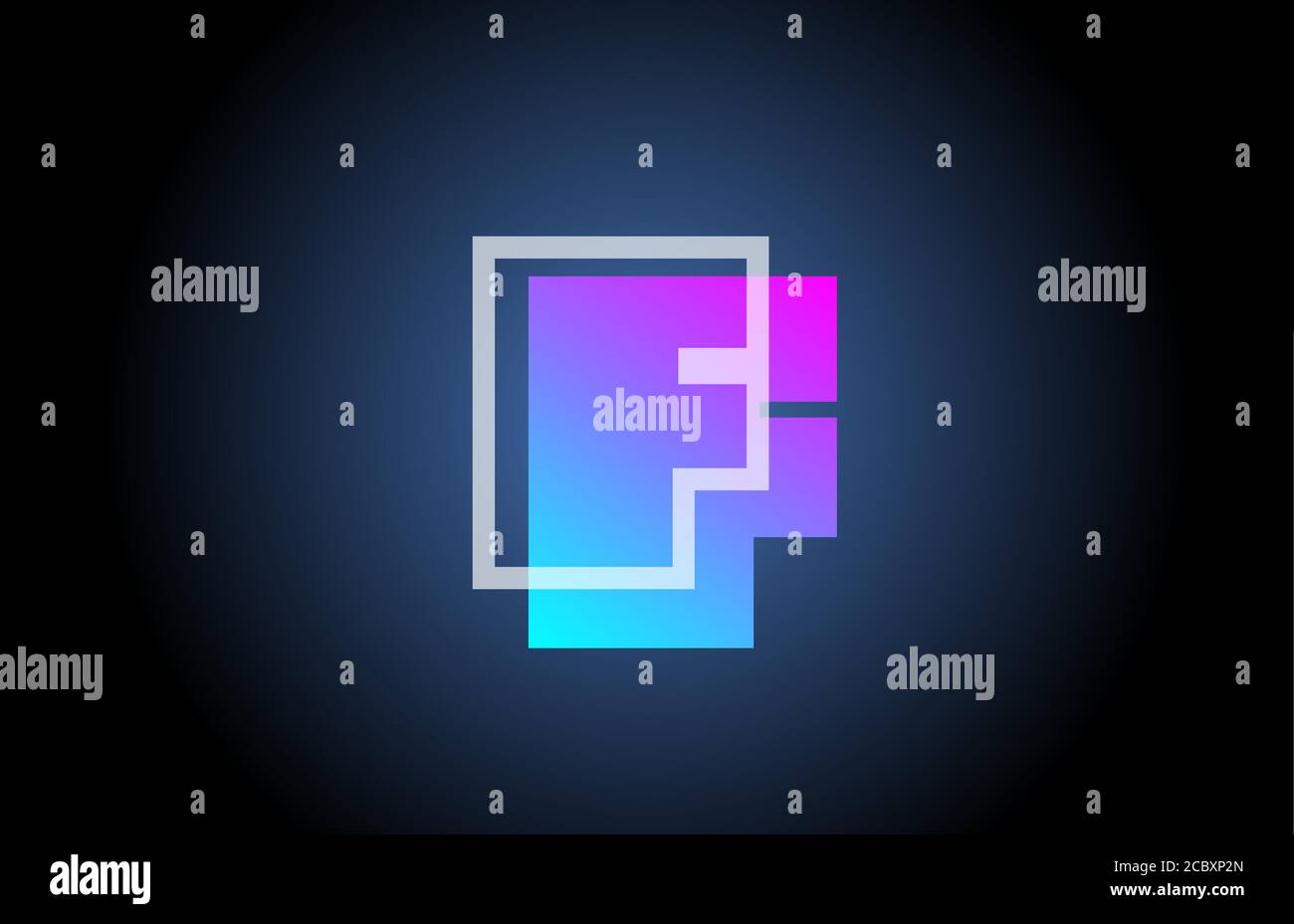 geometric F pink blue line alphabet letter logo icon for company ...