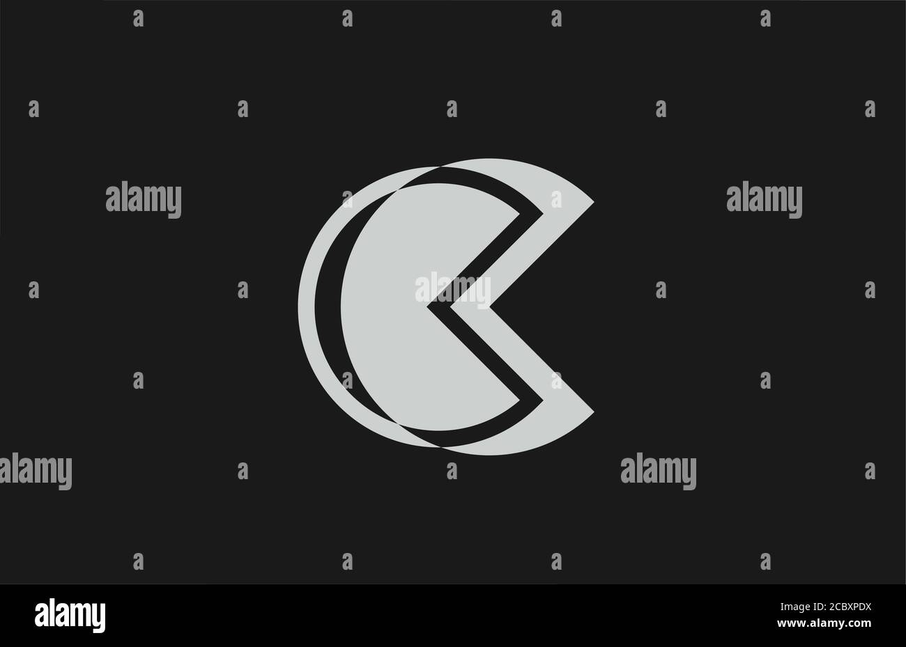 grey black white C alphabet letter logo icon. Simple line design for ...