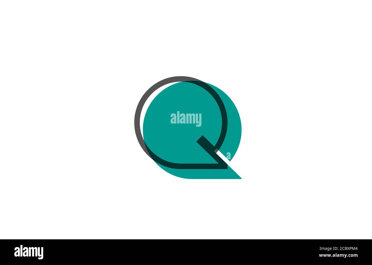 green black Q line alphabet letter logo icon for company. Simple line design for corporate and