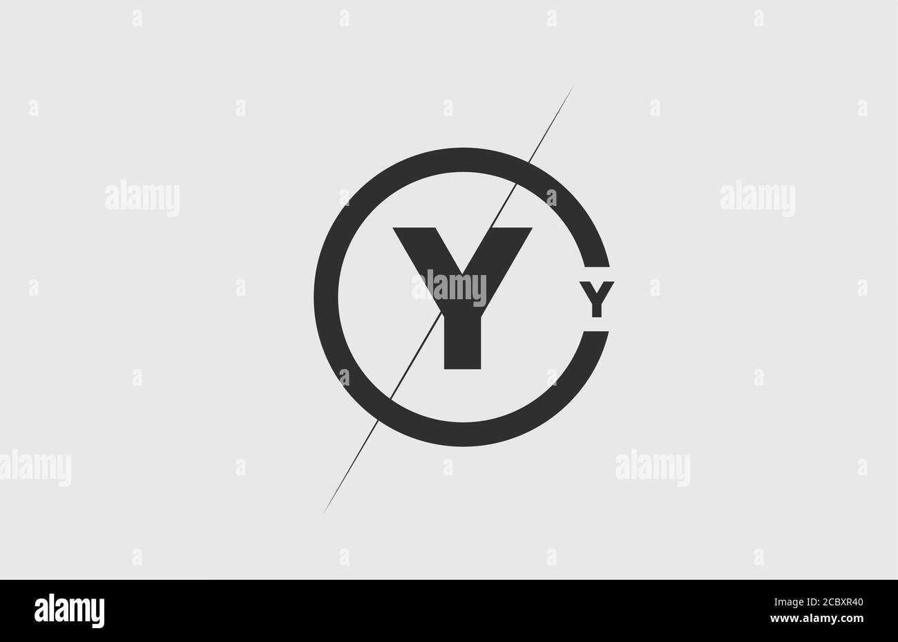 black white alphabet Y letter logo icon. Simple line and circle design ...