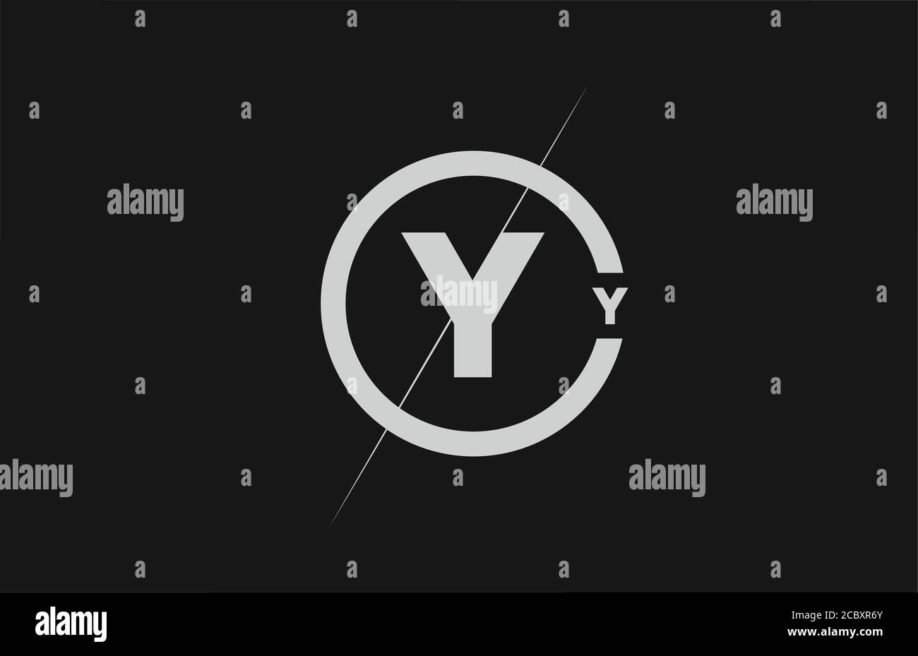 alphabet Y letter logo icon. Black white simple line and circle design ...