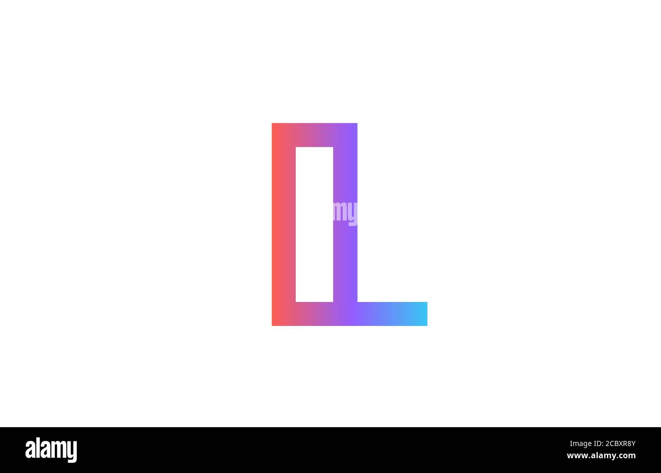 L colored alphabet letter logo icon. Pink blue simple line and design ...