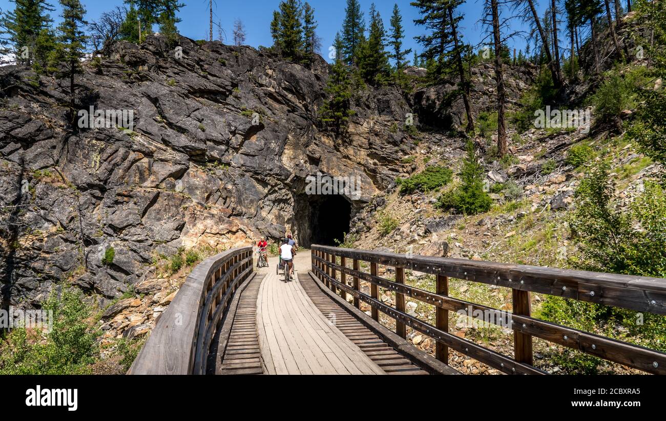 Biking over the Wooden Trestle Bridges of the abandoned Kettle Valley