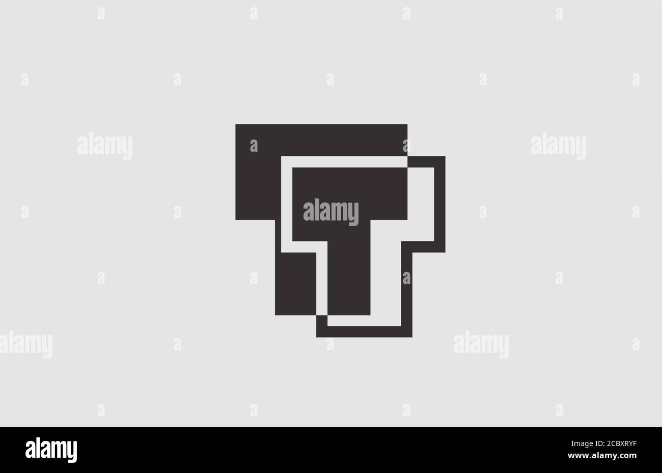 geometric black white T alphabet letter logo icon for business. Simple ...