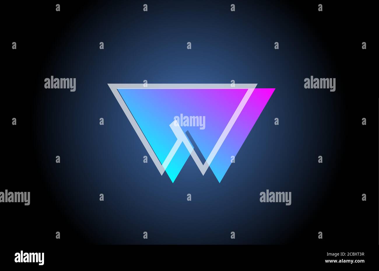 geometric W pink blue line alphabet letter logo icon for company ...