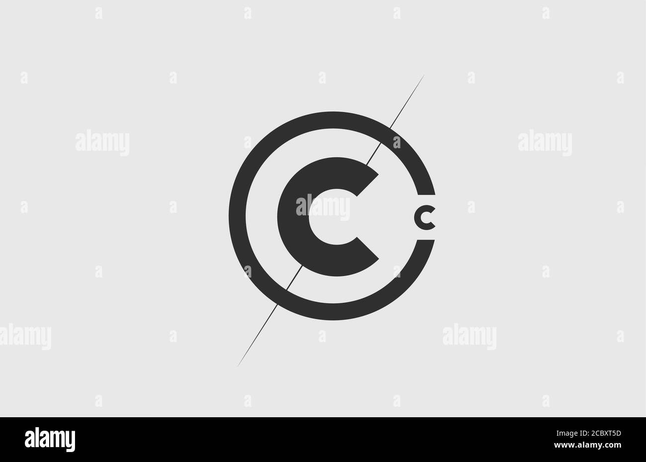 black white alphabet C letter logo icon. Simple line and circle design for company corporate identity Stock Vector