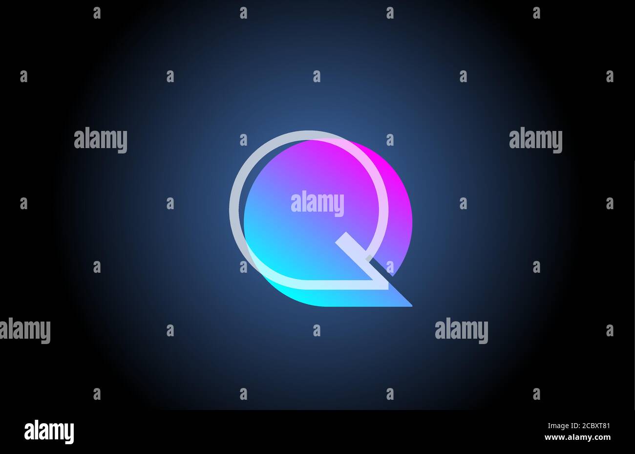 geometric Q pink blue line alphabet letter logo icon for company ...