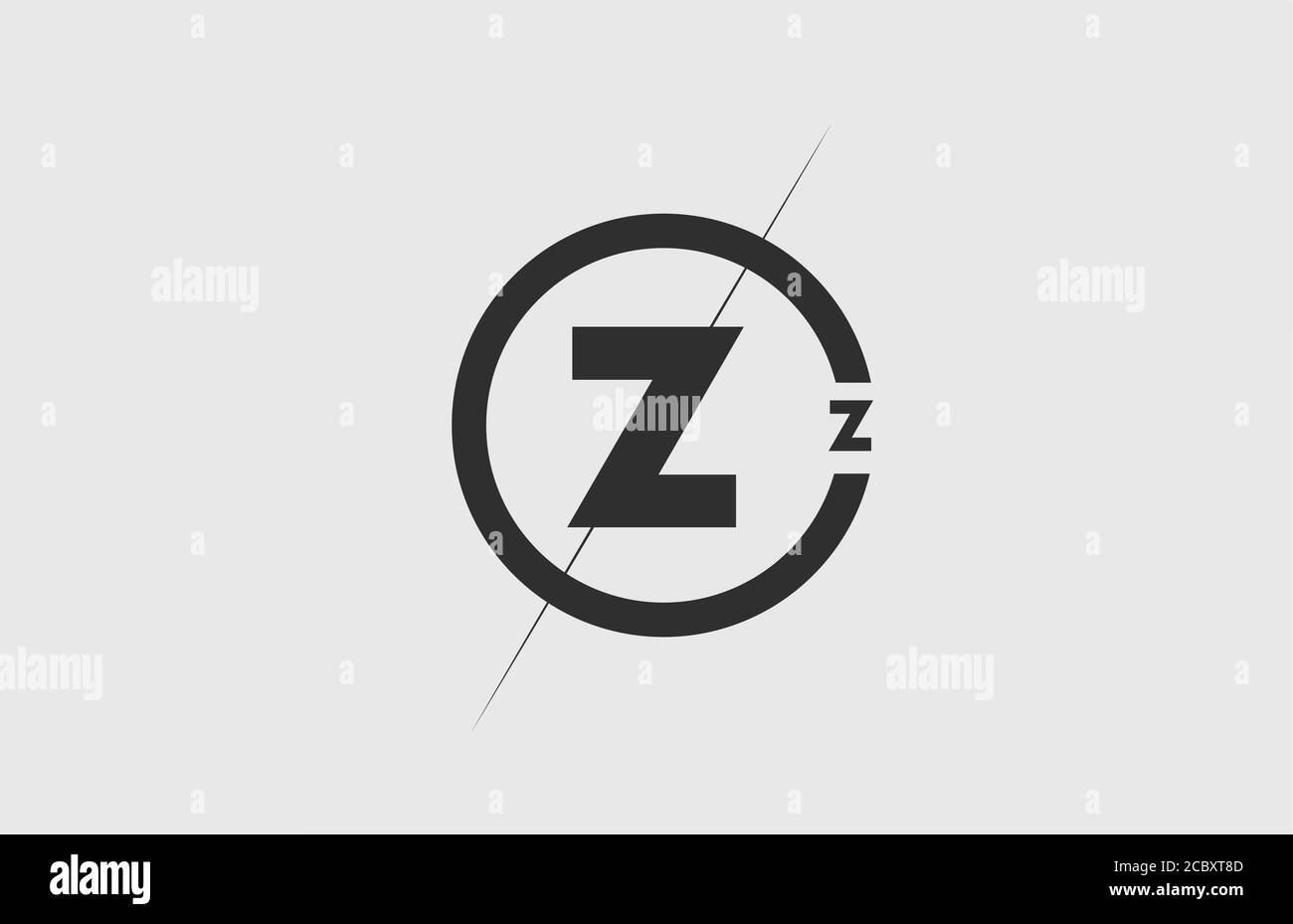black white alphabet Z letter logo icon. Simple line and circle design ...