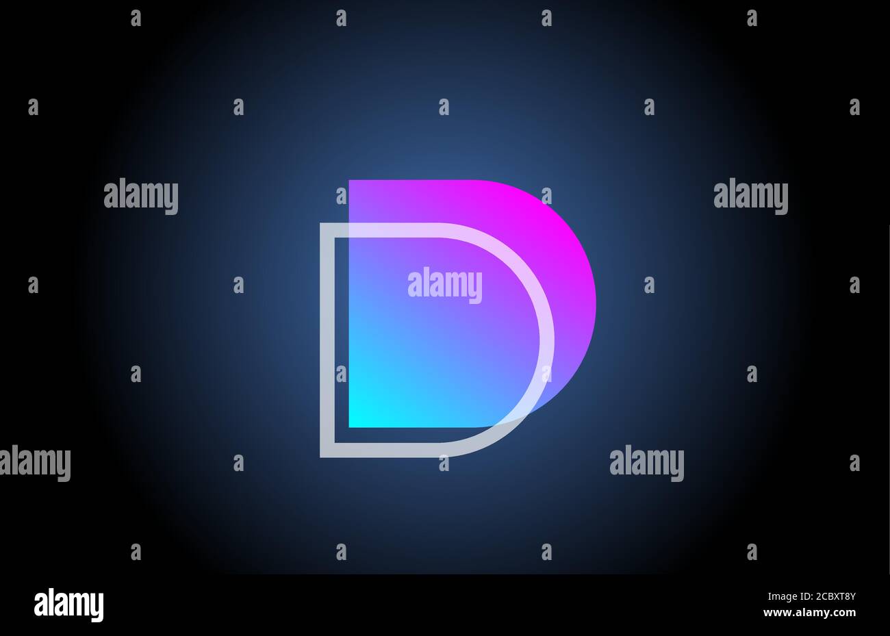 geometric D pink blue line alphabet letter logo icon for company ...