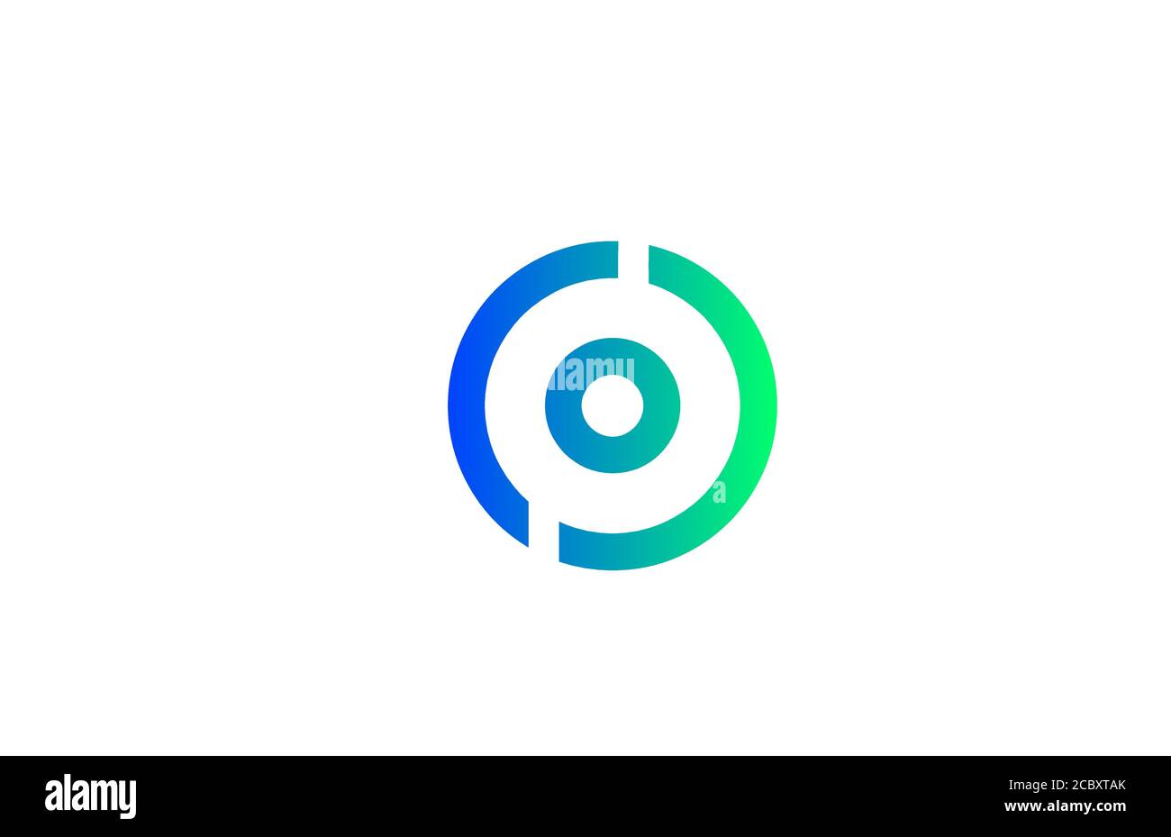 green blue O alphabet letter logo icon. Line design for business and ...