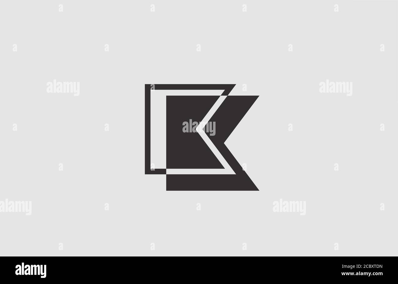 geometric black white K alphabet letter logo icon for business. Simple