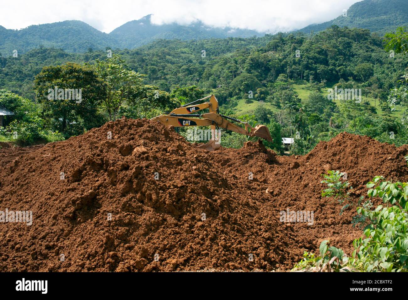Construction is underway for a new road through Panama's indigenous Ngäbe-Bugle Comarca (reservation). Stock Photo